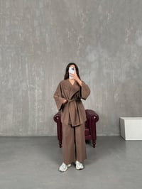 Sansa Kahve Kuşaklı Keten Kimono TakımGausTAKIMGU100746