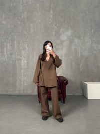 Rozali Kahve Gabardin Kimono İkili TakımGausTAKIMGU100560