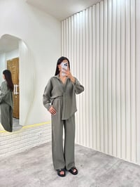 Haki Gömlek Beli Lastikli Pantolon Premium Tensel Takım Gaus00322GausTAKIMGU1001745