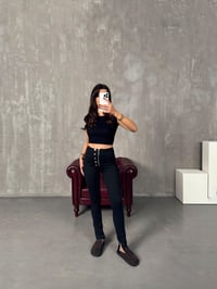 LO Tek Fermuarlı Siyah Yırtmaç Paça TaytGausTAYTGU00903925