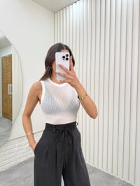 Beyaz Sıfır Kol Transparan Triko Bluz Gaus00295GausBLUZGU1001681