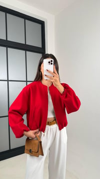Kırmızı Astarlı Cepli Kaşe Bomber Ceket GAUS-00191GAUS السترات  GAUS-00191