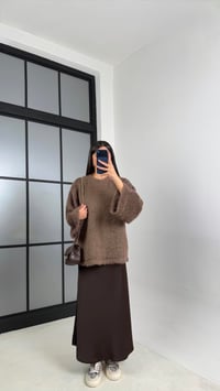 Acı Kahve Beli Lastikli Saten Etek GAUS-00819GAUSETEKGAUS-00819