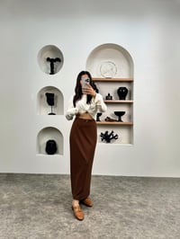 Saly Kahverengi Krep Kemerli Kalem EtekGausETEKGU009024