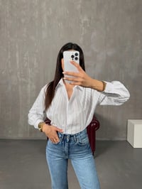 Beyaz Taş İşlemeli Tasarım GömlekGausGÖMLEKGU100326