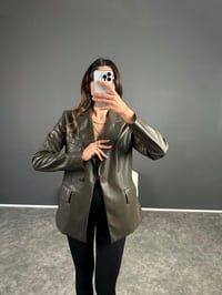 San Yeşil Deri Blazer CeketGausCEKETGU002685
