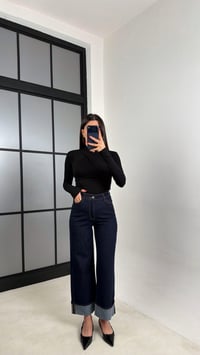 Lacivert Paça Katlama Detaylı Jean GAUS-00744GAUSDenim PantsGAUS-00744