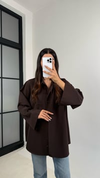 Acı Kahve Yarasa Kol Oversize Cep Detaylı Poplin Gömlek GAUS-0072GAUSGÖMLEKGAUS-0072