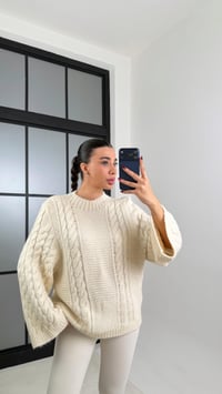 Ekru Saç Örgülü Pinterest Kazak GAUS-00711GAUSKAZAKGAUS-00711