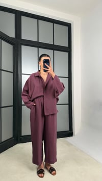Mürdüm Gömlek Beli Lastikli Pantolon Premium Tencel Kumaş Takım GAUS-01525GAUSSuitsGAUS-01525