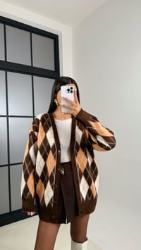 Turuncu Baklava Desenli Düğmeli Hırka GAUS-00493GAUSHIRKAGAUS-00493