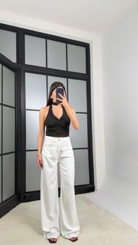 Beyaz Geniş Paça Denim Tencel Pantolon GAUS-01570GAUSDENİM PANTOLONGAUS-01570