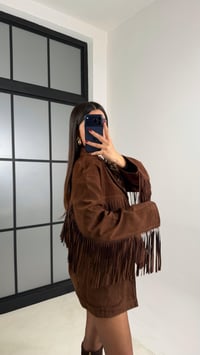 Acı Kahve Püskül Detaylı Astarlı Süet Ceket GAUS-00682GAUSCEKETGAUS-00682