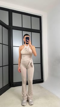 Bej OYS Model Fiyonk Detaylı Crop Tayt Takım GAUS-01407GAUSTAKIMGAUS-01407