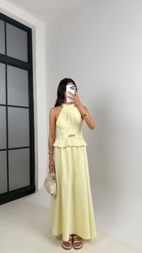 Sarı Gold Toka Detaylı Bluz Beli Lastikli Etek İkili Takım Gaus00678GausTAKIMGU1002559