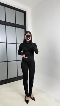 Siyah Çımalı Yan Fermuar Detaylı Tayt GAUS-00753GAUSTAYTGAUS-00753