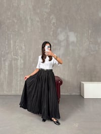 Essa Siyah Kırışık Kumaş Kraş Maxi Boy EtekGausETEKGU100297