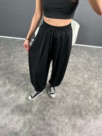 Siyah Pike Modal Kumaş Şalvar Pantolon GausPANTOLONGU004763