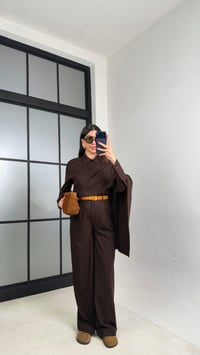 Acı Kahve Manşet Kol Yakası Şallı Gömlek Pantolon Muadil Takım GAUS-01053GAUSTAKIMGAUS-01053