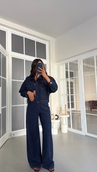 Lacivert Lacivert Premium Taşlı Denim İkili Takım GAUS-01953GAUSTAKIMGAUS-01953
