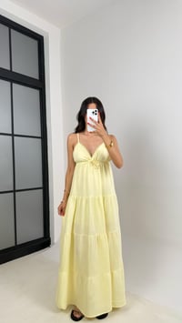 Sarı Ayarlanabilir Askılı Dantel Detaylı Müslin Elbise GAUS-001GAUSELBİSEGAUS-001