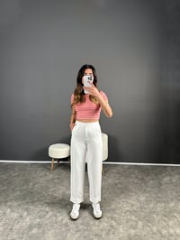 Venüs Beyaz Paça Katlamalı  Pantolon GausPANTOLONGU004531