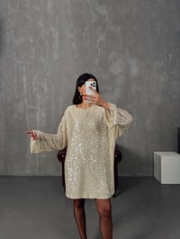 Lisso Krem Astarlı Pullu Payet Elbise GausELBİSEGU00904242