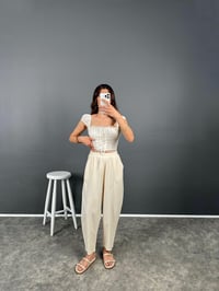 Nien Krem Tensel Kumaş Şalvar PantolonGausPANTOLONGU008039