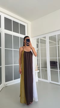 Çok Renkli Ayarlanabilir Askılı Astarlı Bloklu Elbise GAUS-01716GAUSELBİSEGAUS-01716