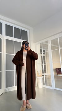 Kahve Uzun Premium Triko Hırka GAUS-02125GAUS الكارديغان  GAUS-02125