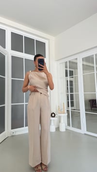 Taş Gold Toka Detaylı Bluz Pantolon İkili Tencel Takım GAUS-01825GAUSSuitsGAUS-01825