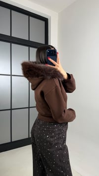 Kahve Kürk Yakalı Şardonlu Premium Hırka GAUS-00959GAUSHIRKAGAUS-00959