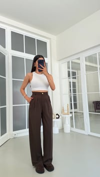 Acı Kahve Gold Düğmeli Tencel Pantolon GAUS-01844GAUSPANTOLONGAUS-01844