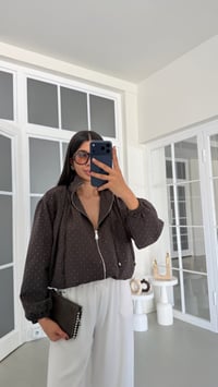 Kahve Astarlı Taşlı Tasarım Bomber Ceket GAUS-01898GAUSJacketsGAUS-01898