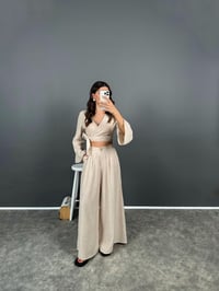 Libens Taş Crop Bol Paça Pantolon TakımGausTAKIMGU008351