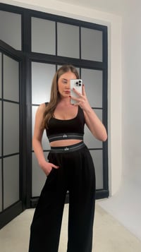 Siyah Crop Pantolon İkili Muadil Takım GAUS-01254GAUSTAKIMGAUS-01254