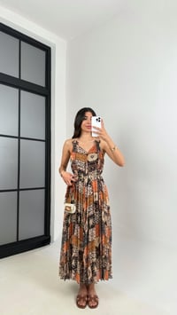Çok Desenli Ayarlanabilir Askılı Astarlı Şifon Elbise Gaus00524GausELBİSEGU1002230