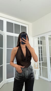 Siyah Degaje Yaka Simli Bluz GAUS-01744GAUSالبلوزات GAUS-01744