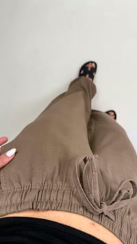 Kahve Beli Lastikli Muadil Keten Pantolon Gaus00346GausPANTOLONGU1001807