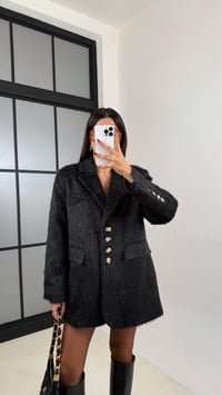 Siyah Astarlı Vatkalı Keçe Kumaş Blazer Ceket GAUS-00225GAUSCEKETGAUS-00225