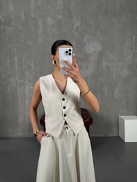 Taş Keten Yelek Etek Takım Gaus00150GausTAKIMGU1001348
