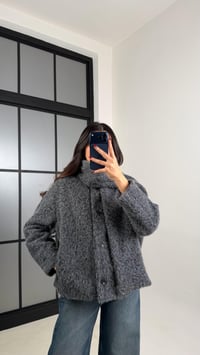 Antrasit ZR Muadil Astarlı Atkı Detaylı Kırçıllı Ceket GAUS-00718GAUSCEKETGAUS-00718