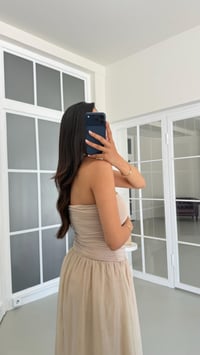 Bej Straplez Astarlı Elbise GAUS-01709GAUSELBİSEGAUS-01709