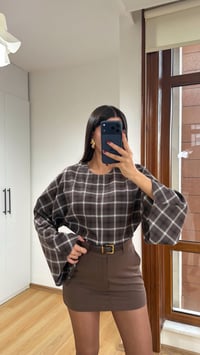 Kahve Ekoseli Muadil Bluz GAUS-00721GAUSBLUZGAUS-00721