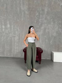 Vetra Haki Önden Bağlama Detaylı Havuç Model Şalvar PantolonGausPANTOLONGU100936