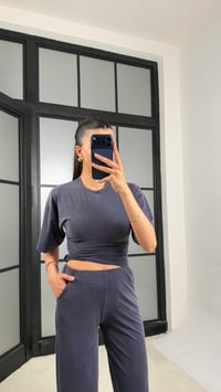 Lacivert Bluz Beli Lastikli Pantolon Muadil Takım GAUS-01547GAUSTAKIMGAUS-01547