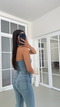 Mavi Likralı Premium Denim Tulum GAUS-01792GAUSJumpsuitsGAUS-01792