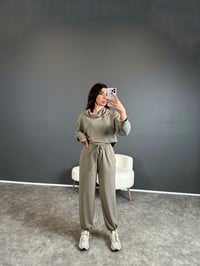 Emery Yeşil Modal Kumaş Kapüşonlu Basic İkili TakımGausTAKIMGU004310