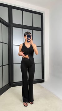 Siyah Örgü Kemerli Pantolon GAUS-01361GAUSPANTOLONGAUS-01361