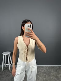 Krem Önden Bağlamalı Astarlı Yelek GausYELEKGU008340